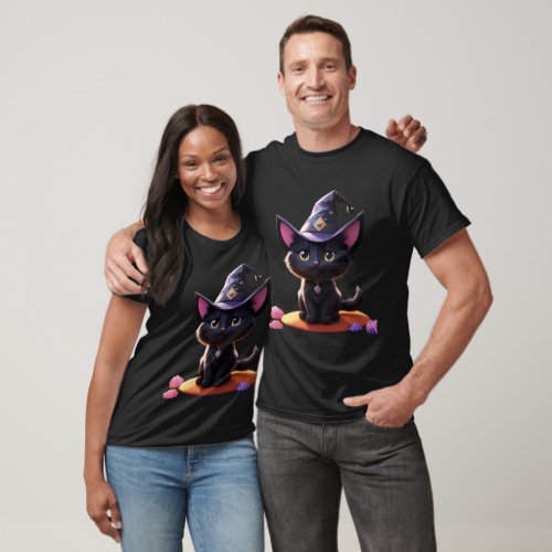 Little Black Witch Cat T_Shirt