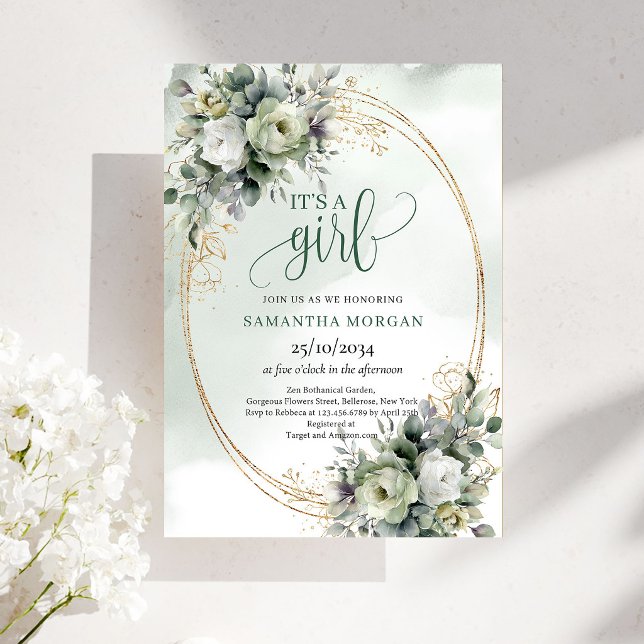 Little Blessing Eucalyptus It's a Girl Invite (Little Blessing Eucalyptus It's a Girl Invite)