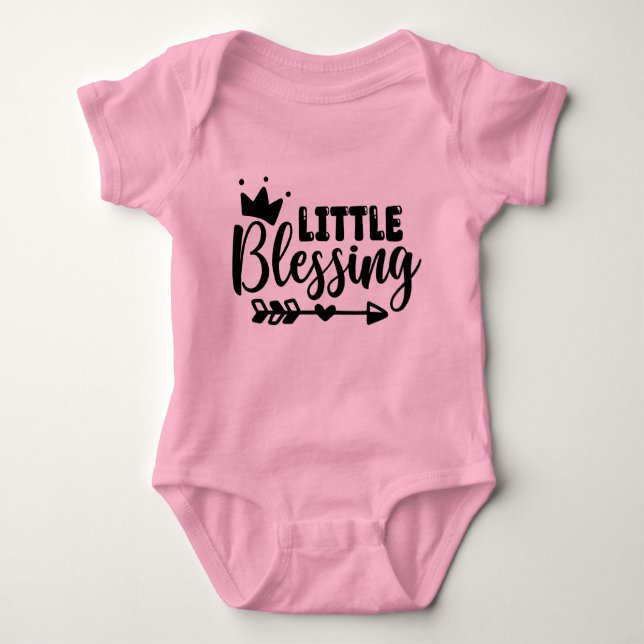 Little Blessing Pink Short Sleeve Baby Bodysuit (Front)