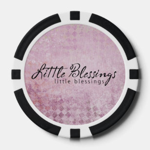 Little Blessings on PInk diamond Background Poker Chips