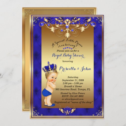 Little Blond Prince Baby Shower InvitationNavy Invitation