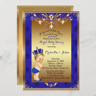 Little Blond Prince Baby Shower Invitation,Navy Invitation