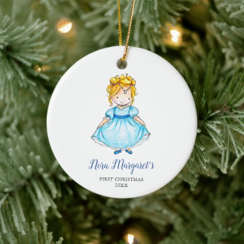 Little Blond Princess Personalized Simple Girl Ceramic Ornament