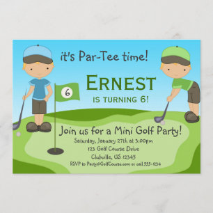 Little Blonde Boy Golfers, Golf Birthday Party Invitation