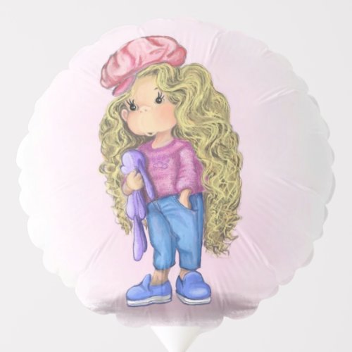 Little Blonde Girl Bunny Toy Love Balloon
