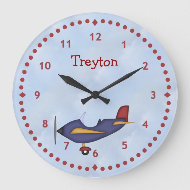 Little Blue Airplane Wall Clock (Front)