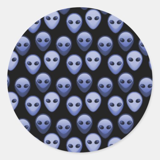 Little Blue Alien Heads Classic Round Sticker | Zazzle