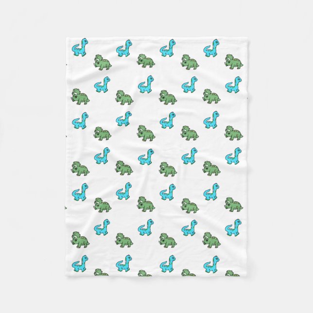 Little Blue and Green Dinosaurs Baby Boy's Fleece Blanket (Front)