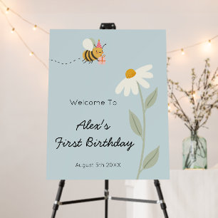 Little Blue Bee Birthday Foam Board