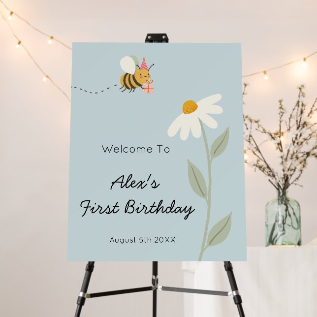 Little Blue Bee Birthday Foam Board (In Situ (Stand))