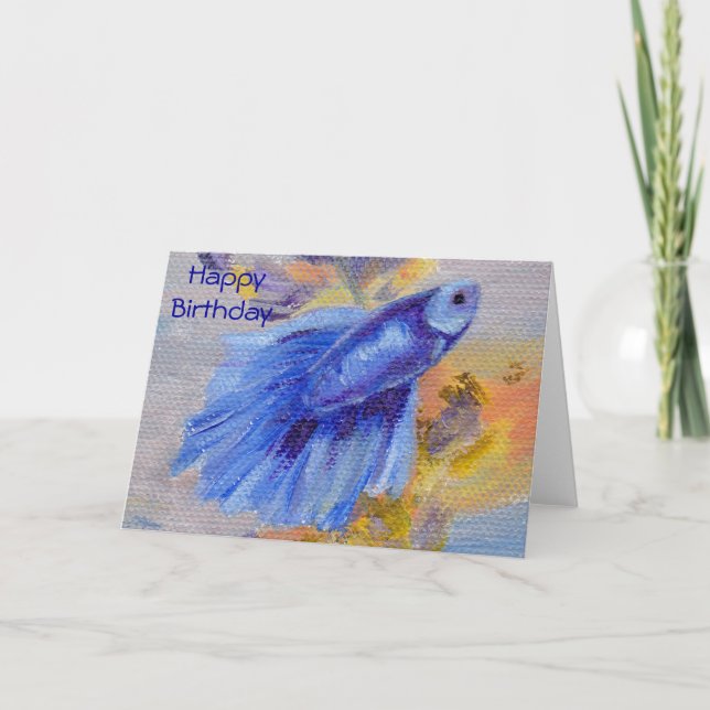 Little Blue Betta Fish Card (Front)