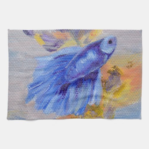 Little Blue Betta Fish Towel