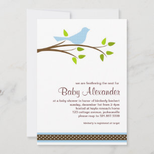Little Blue Bird Baby Shower Invitation