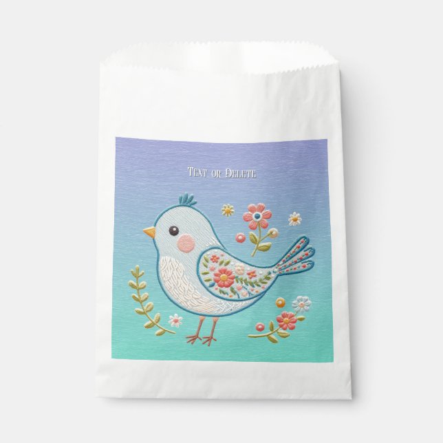 Little Blue Bird Floral Favor Bags (Front)