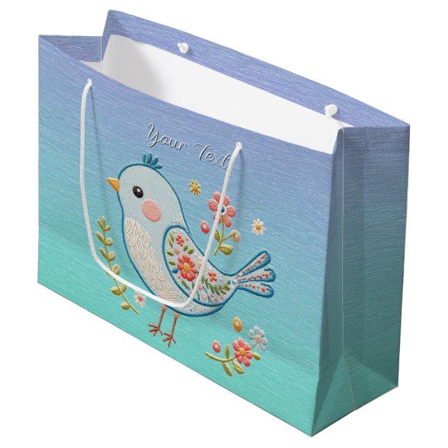 Little Blue Bird Floral Gift Bag (Front Angled)