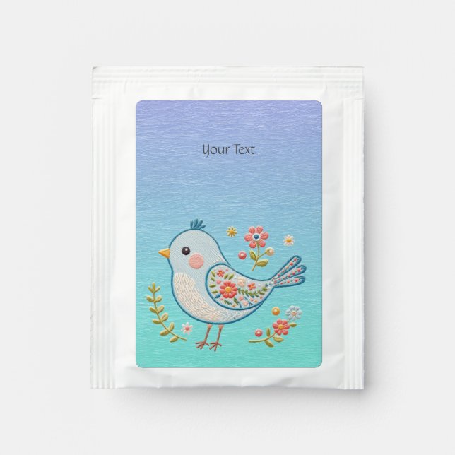 Little Blue Bird Floral Tea Bag Drink Mix (Front)