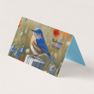 Little Blue Bird Folded Business Card
