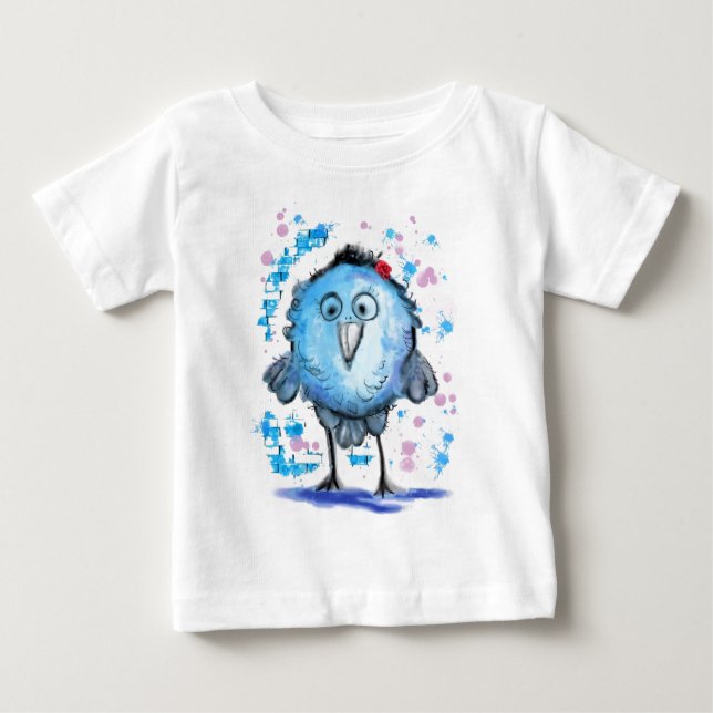Little Blue Bird Funny Baby T-Shirt (Front)