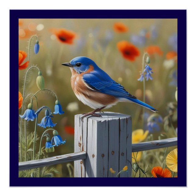 Little Blue Bird Glossy Poster (Front)