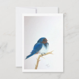 Little Blue Bird on a limb - Original Artwork Thank You Card