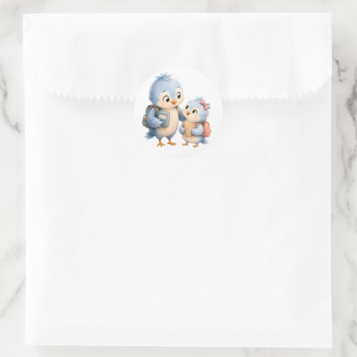 Little Blue Birds Circle Sticker