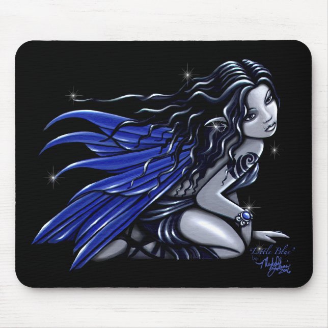 "Little Blue" Blue Tattooed Fairy Mousepad (Front)