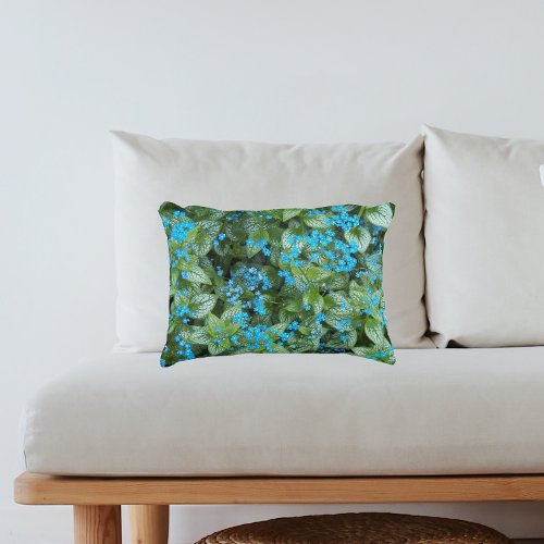Little Blue Brunnera Flowers Floral Accent Pillow