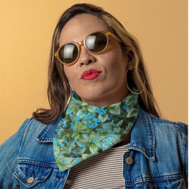 Little Blue Brunnera Flowers Floral Bandana (In Situ)