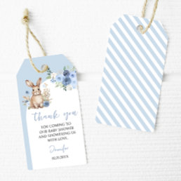 Little blue bunny baby shower thank you gift tags