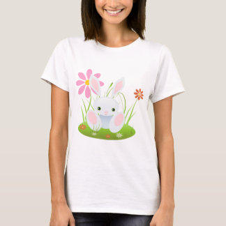 Little Blue Bunny With Flowers T-Shirt
