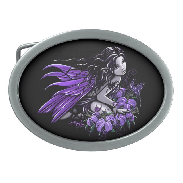 Little Blue Butterfly Flower Fairy Belt Buckle (Front)