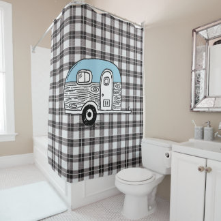 LITTLE BLUE CAMPER SHOWER CURTAIN