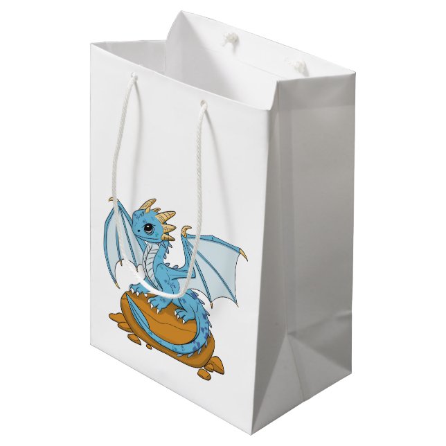 Little Blue Dragon Medium Gift Bag (Front Angled)