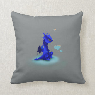 Little blue dragon of love throw pillow