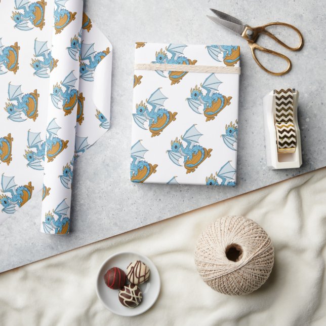 Little Blue Dragon Wrapping Paper (Crafts)