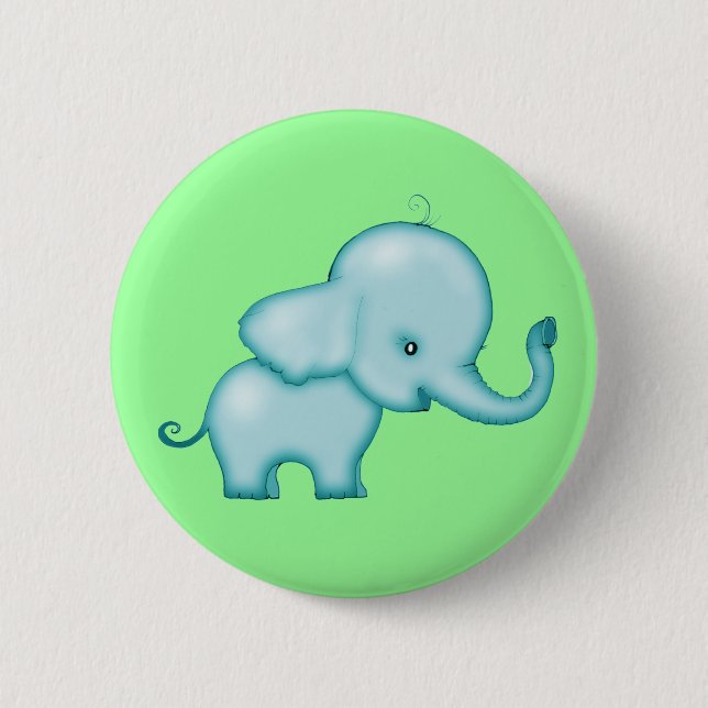 Little Blue Elephant Pinback Button (Front)