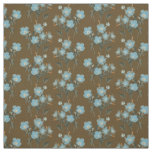Little Blue Forget Me Not Flowers Over Brown Fabric