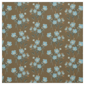 Little Blue Forget Me Not Flowers Over Brown Fabric