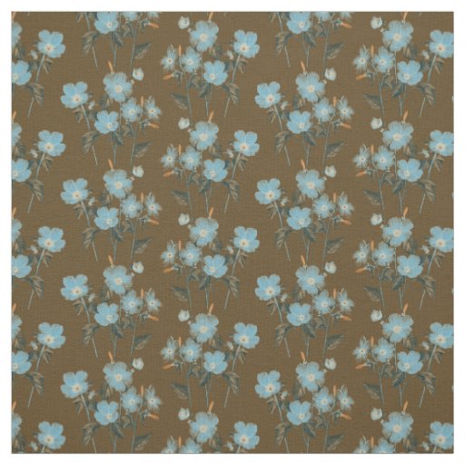 Little Blue Forget Me Not Flowers Over Brown Fabric
