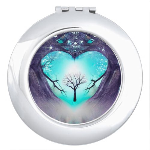 Little Blue Heart Tree Compact Mirror