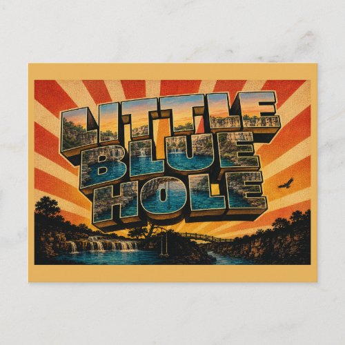 Little Blue Hole Oklahoma Waterfall Limestone Art Postcard