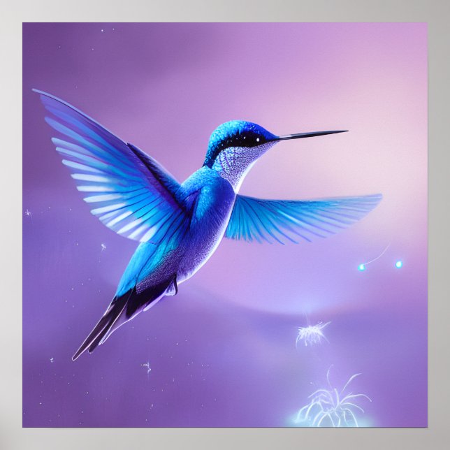 Little Blue Hummingbird  Poster (Front)