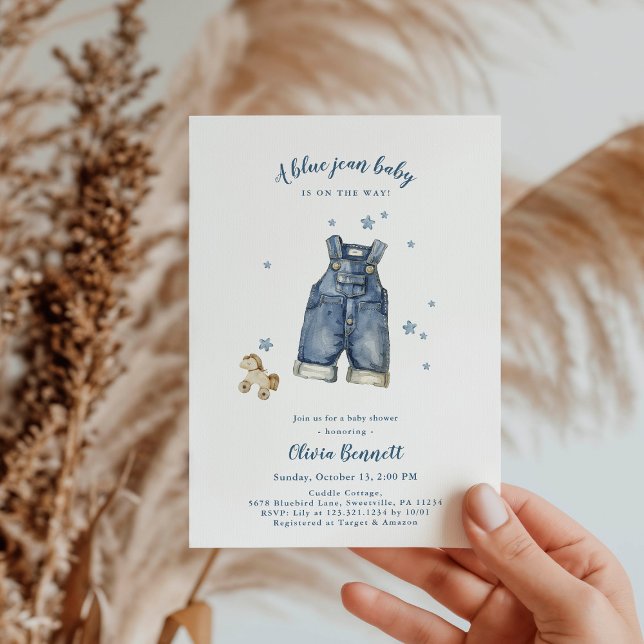 Little Blue Jean Baby On The Way Shower Invitation (Creator Uploaded)