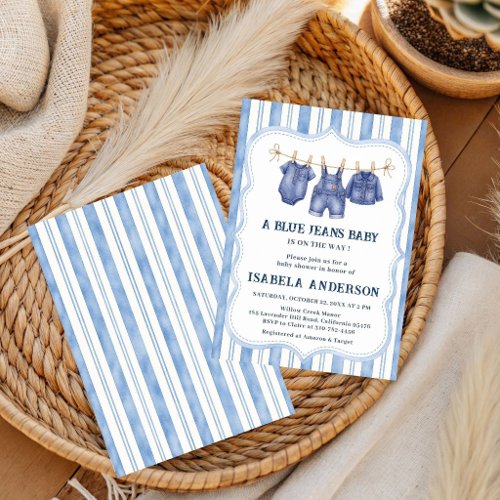 Little Blue Jean Is On The Way, Denim Baby Shower, Invitation