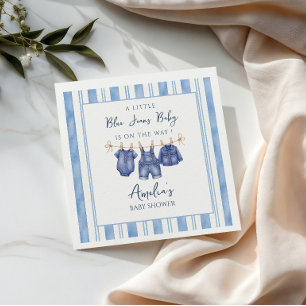 Little Blue Jean Is On The Way, Denim Baby Shower, Napkins