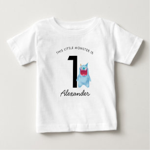 Little Blue Monster Birthday Any Age Baby T-Shirt