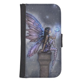 Little Blue Moon Fairy Fantasy Art Galaxy S4 Wallet Case by robmolily at Zazzle