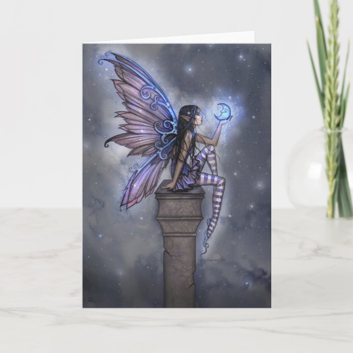 Little Blue Moon Fairy Greeting Card | Zazzle.com