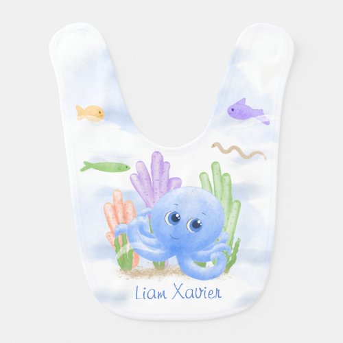 Little Blue Octopus Baby Bib