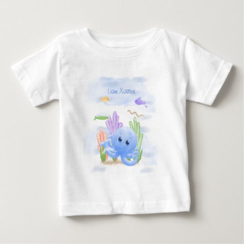 Little Blue Octopus Baby T-Shirt